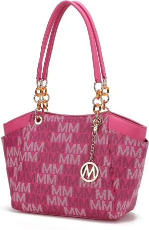 MKF Collection Signature Tote Bag for Women, Shoulder bag Vegan Leather Top-Handle Handbag Purse