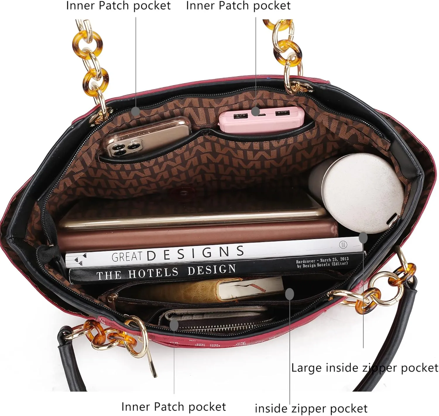 MKF Collection Signature Tote Bag for Women, Shoulder bag Vegan Leather Top-Handle Handbag Purse