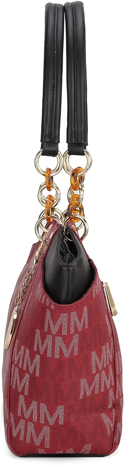 MKF Collection Signature Tote Bag for Women, Shoulder bag Vegan Leather Top-Handle Handbag Purse