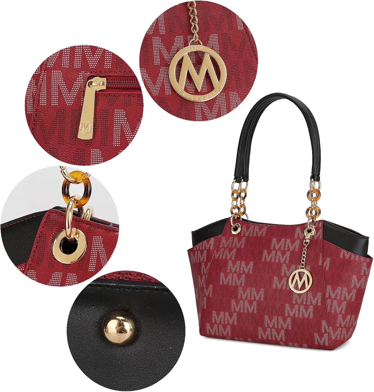 MKF Collection Signature Tote Bag for Women, Shoulder bag Vegan Leather Top-Handle Handbag Purse