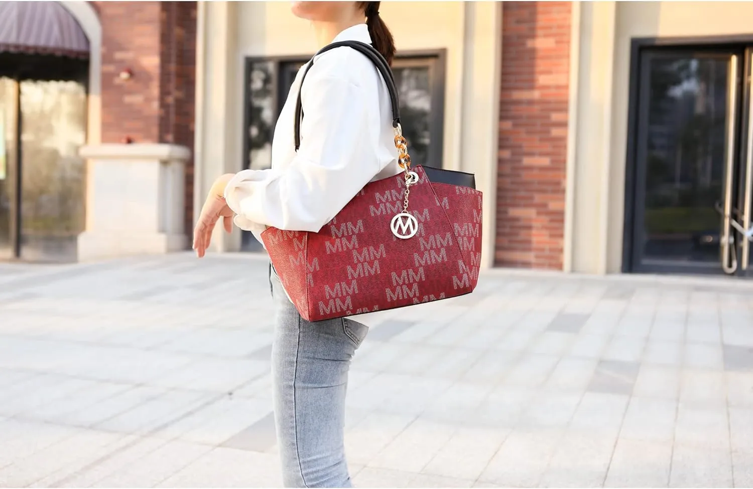 MKF Collection Signature Tote Bag for Women, Shoulder bag Vegan Leather Top-Handle Handbag Purse