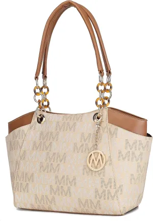 MKF Collection Signature Tote Bag for Women, Shoulder bag Vegan Leather Top-Handle Handbag Purse