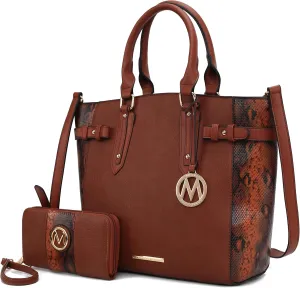 MKF Collection Tote Bag and wallet set, Women’s Snake Embossed Crossbody Bag and Wristlet Handbag Purse by Mia K