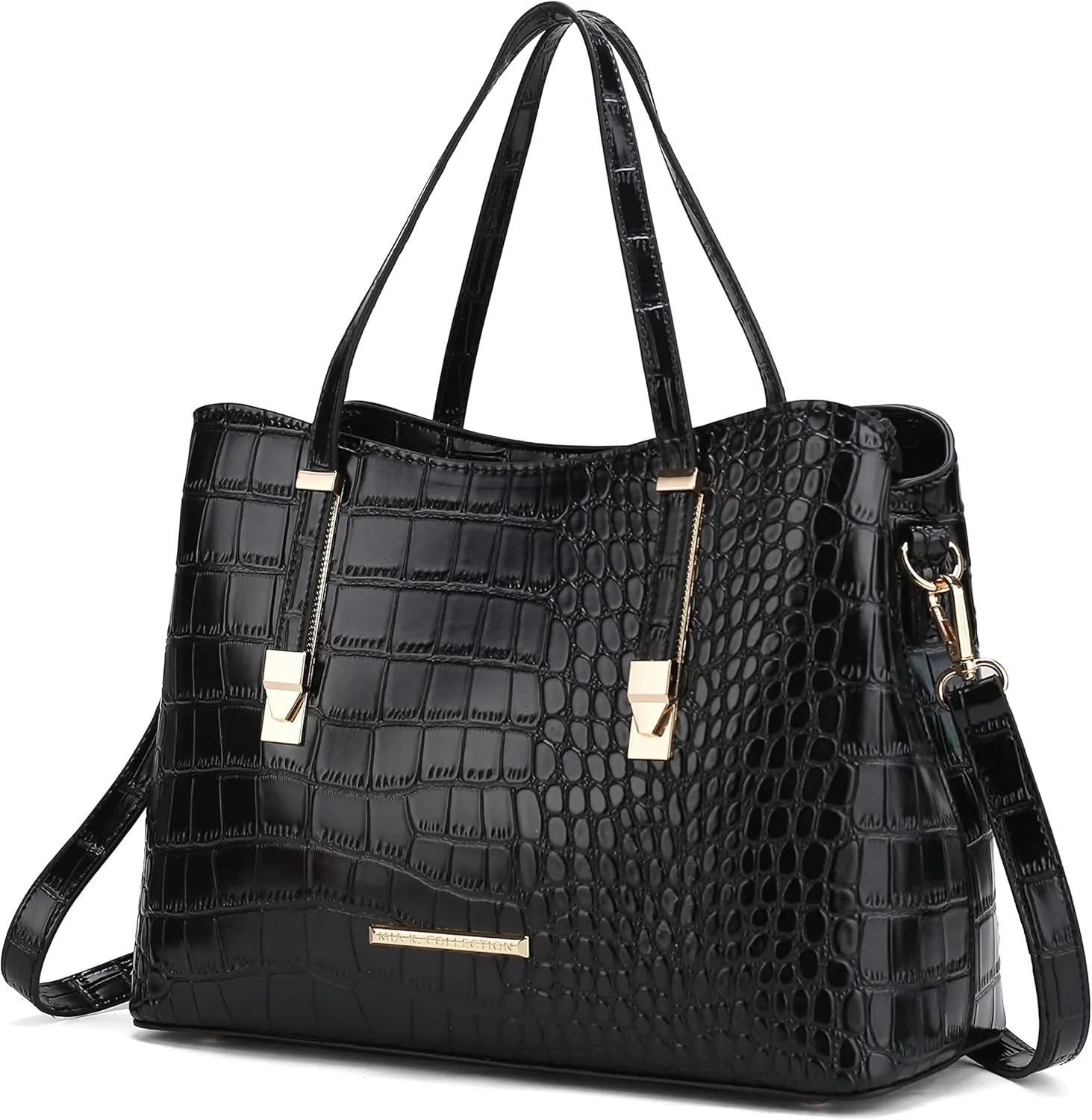 MKF Collection Tote Bag for Women, Crocodile Embossed Vegan Leather Fashion Designer Satchel Handbag Crossover