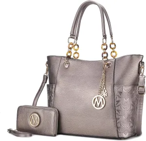 MKF Collection Tote Bag for Women, Handbag Set with Wallet-Top-Handle- Vegan Leather Purse