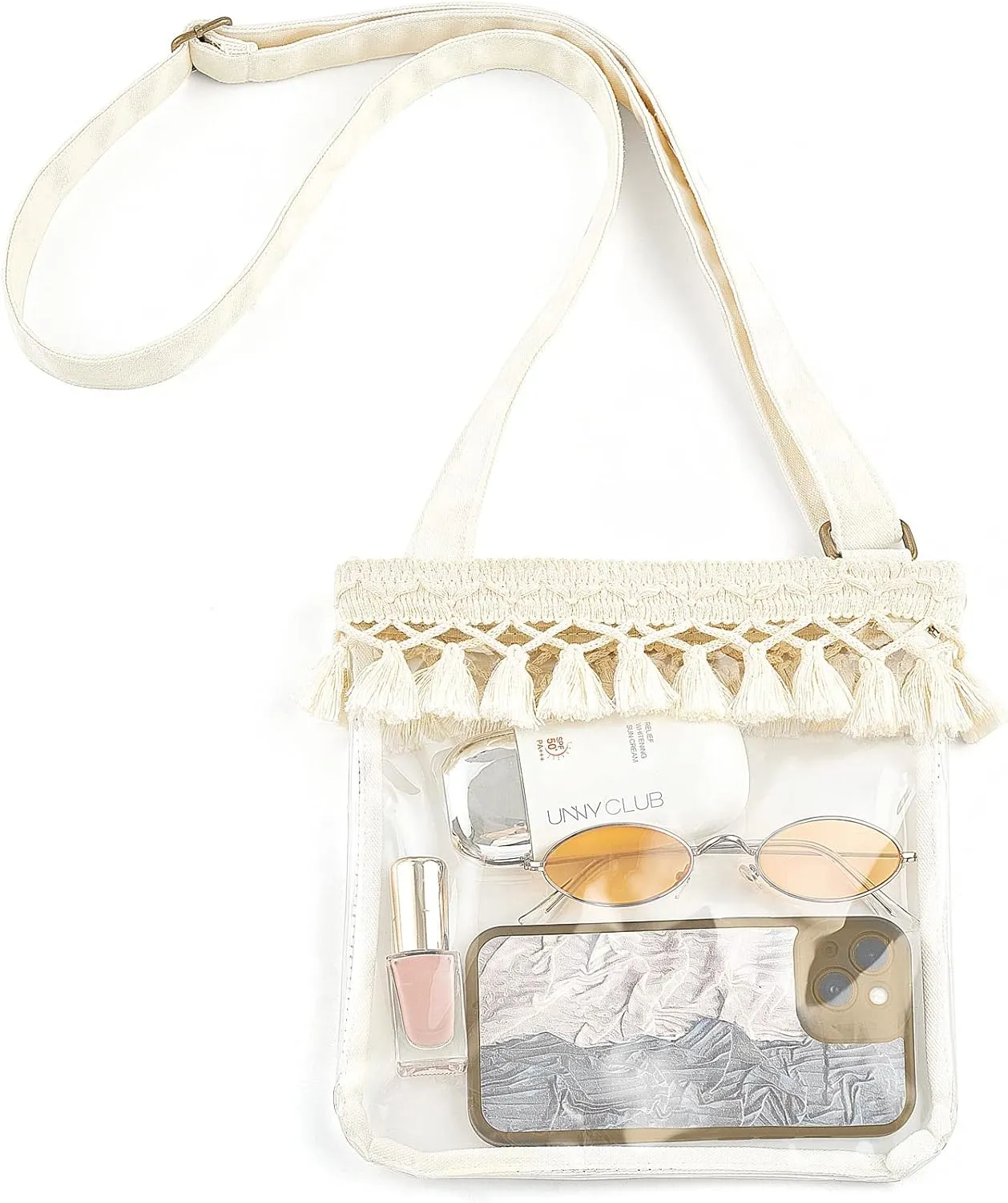 Mkono Clear Bag Stadium Approved, Boho Concert Purses for Women Cute Crossbody Festival Bag for Sport Events Festival Concert Accessories