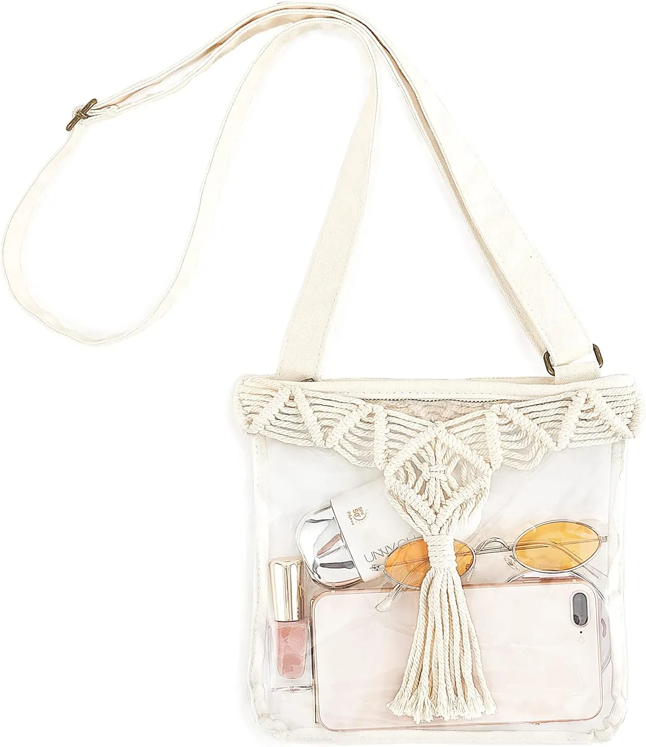 Mkono Clear Bag Stadium Approved for Women Clear Purses Concert Crossbody with Tassel for Sport Events Concert Festival