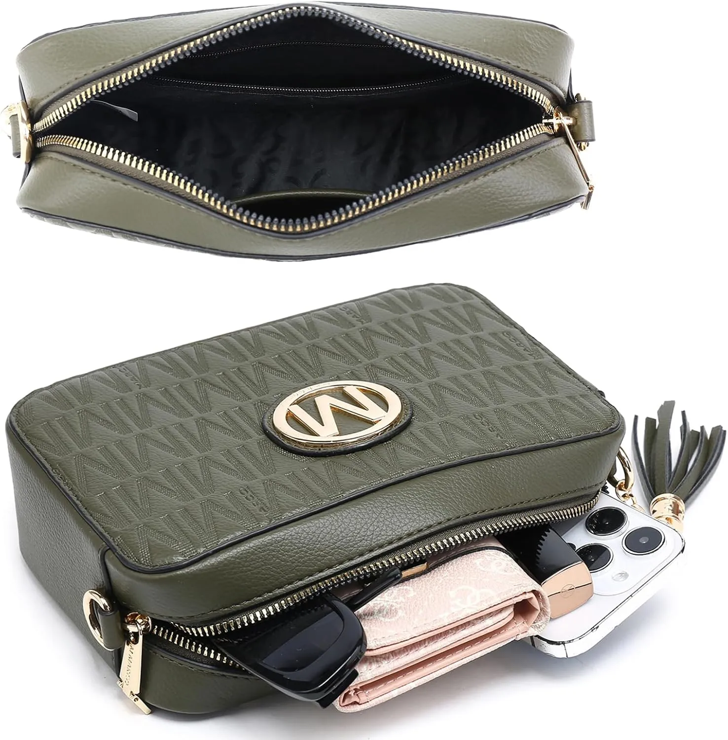 MKP Stylish Lightweight Fashion Crossbody Bag for Women Chic Signature Shoulder Messenger Bag with Tassel Zipper Pocket