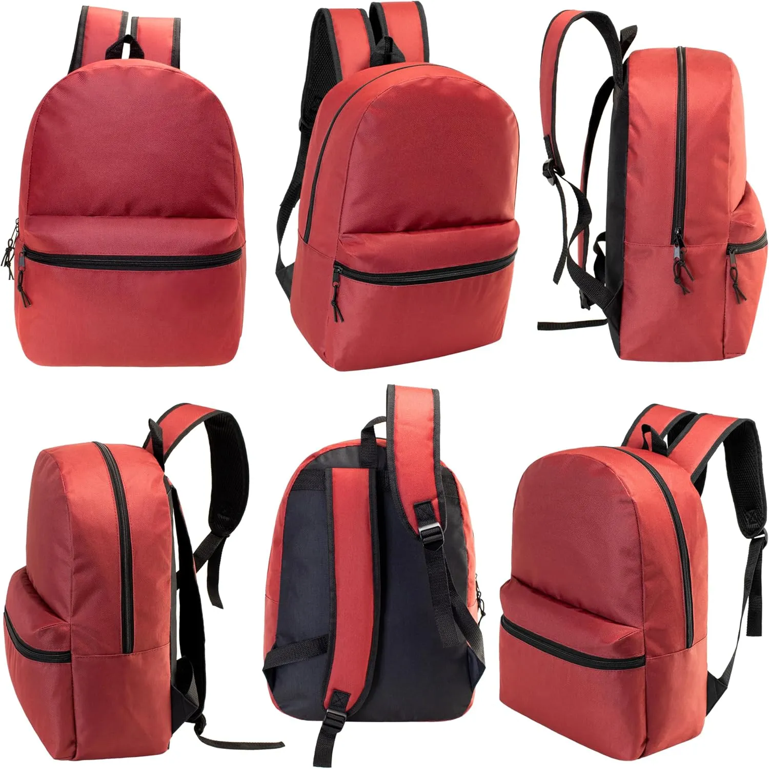 Moda West 17 Inch Bulk Backpacks with 52 Piece School Supplies Kits - Pens, Pencils, Crayons - Case of 12 Wholesale Backpacks in 12 Assorted Colors