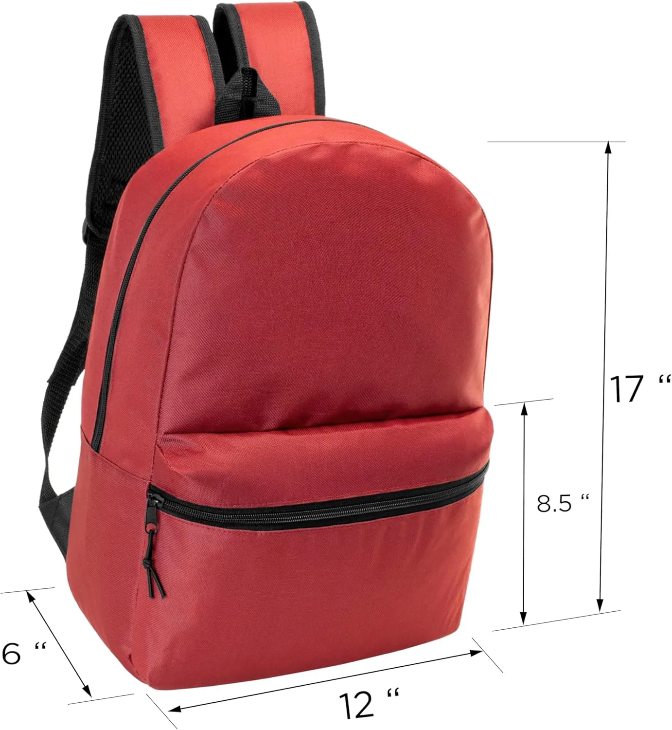 Moda West 17 Inch Bulk Backpacks with 52 Piece School Supplies Kits - Pens, Pencils, Crayons - Case of 12 Wholesale Backpacks in 12 Assorted Colors