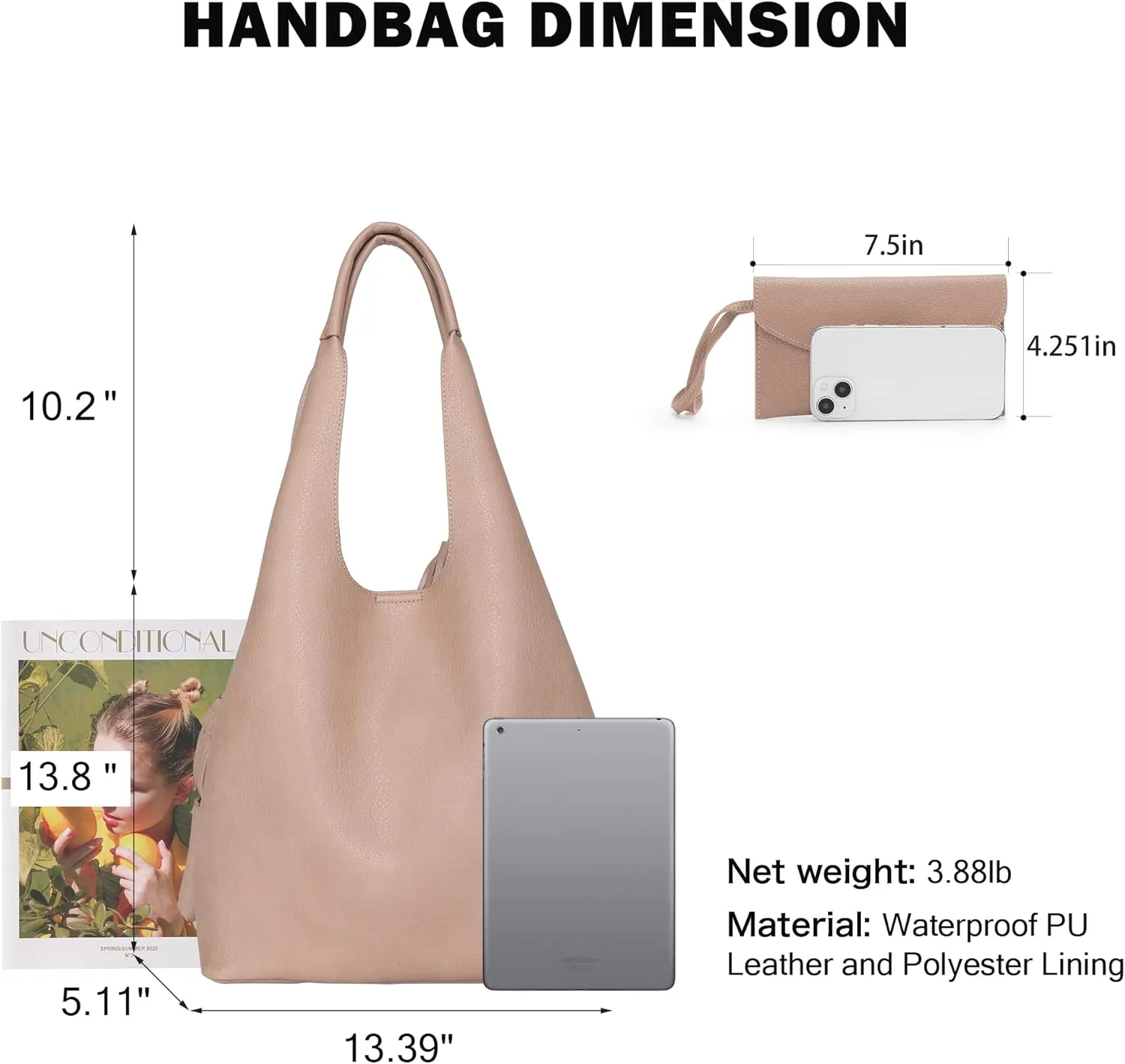 Montana West Slouchy Hobo Bags for Women Soft Designer Shoulder Purses Ladies Top Handle Handbag