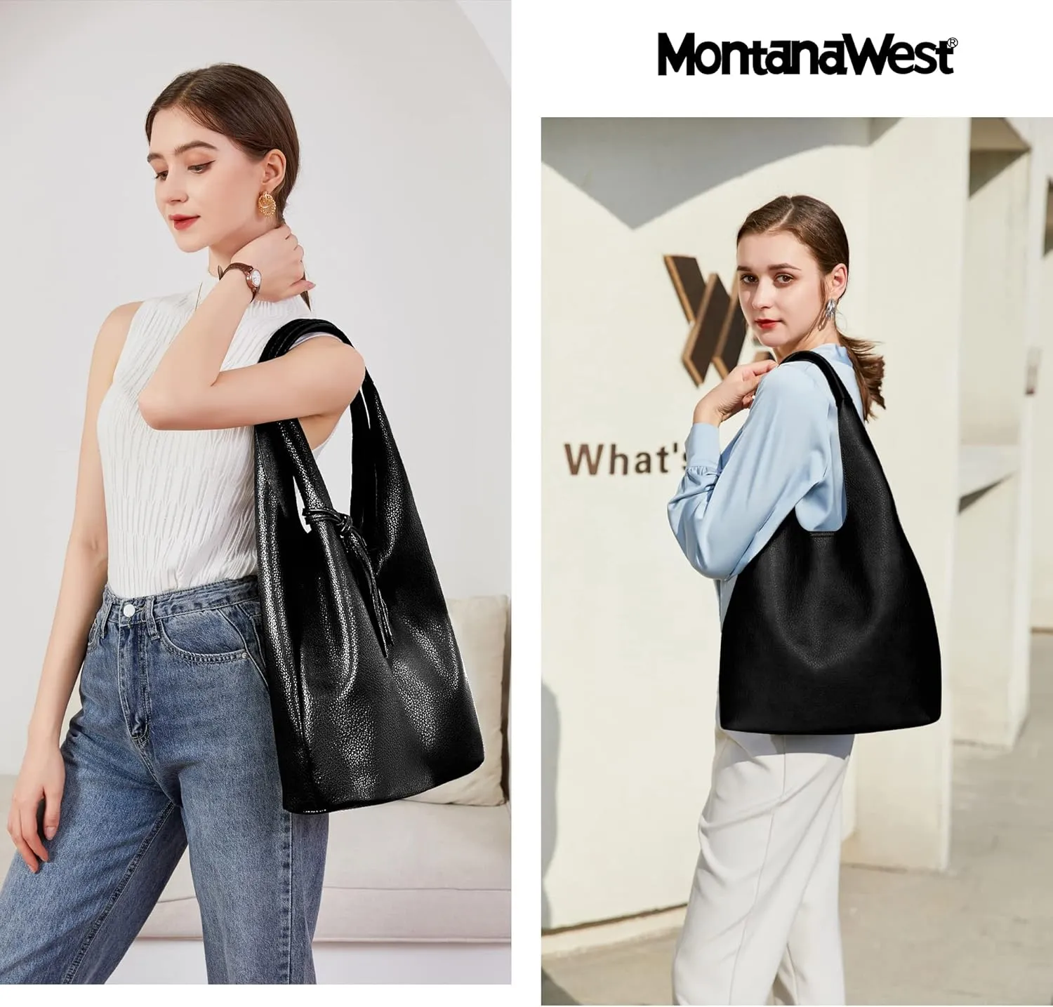 Montana West Slouchy Hobo Bags for Women Soft Designer Shoulder Purses Ladies Top Handle Handbag
