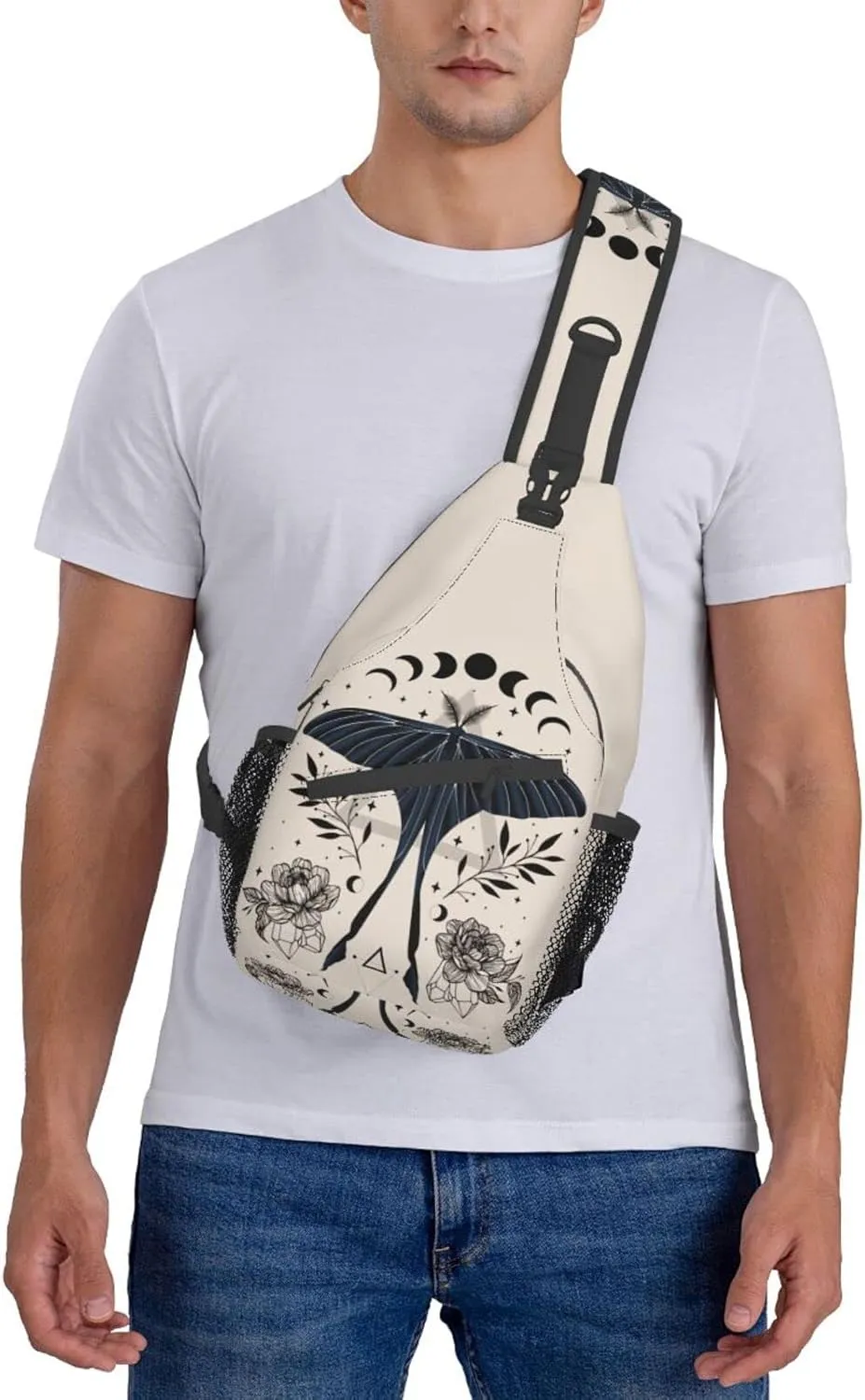 Moon Moth Sling Bag For Men Women Shoulder Backpack Chest Bags Crossbody Daypack For Hiking Camping Outdoor Trip