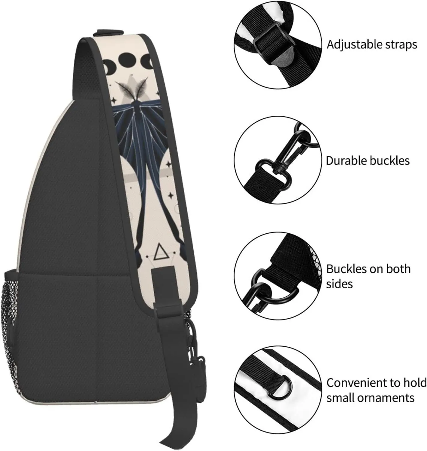 Moon Moth Sling Bag For Men Women Shoulder Backpack Chest Bags Crossbody Daypack For Hiking Camping Outdoor Trip