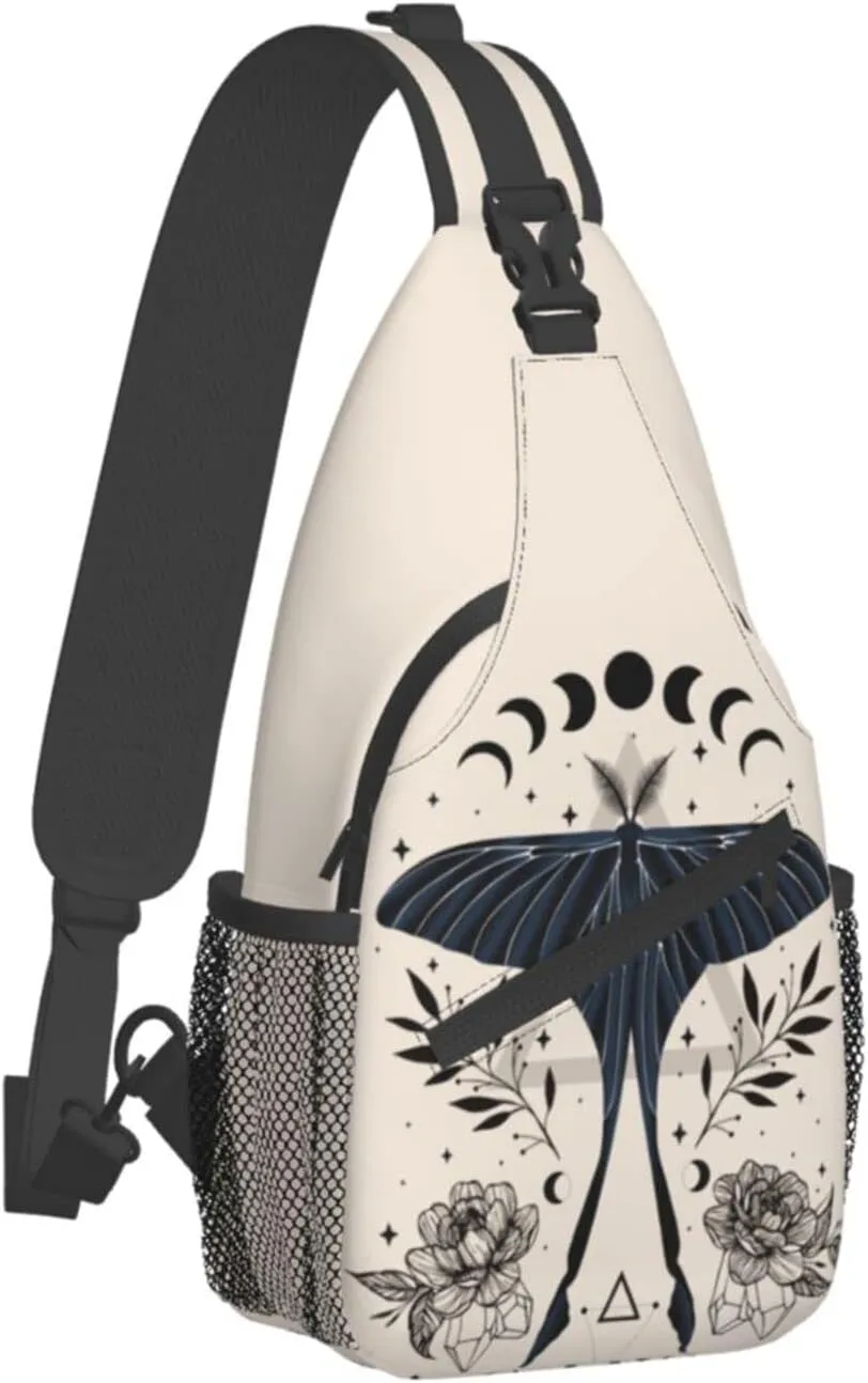 Moon Moth Sling Bag For Men Women Shoulder Backpack Chest Bags Crossbody Daypack For Hiking Camping Outdoor Trip