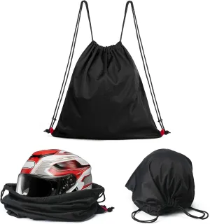Motorcycle Helmet Bag, Drawstring Helmet Storage Bag Large Capacity For Ski Snowmobile Bicycle Welding Sports Riding Dirt Bike Motocross Cycling ATV UTV Helmet Lightweight (Black)