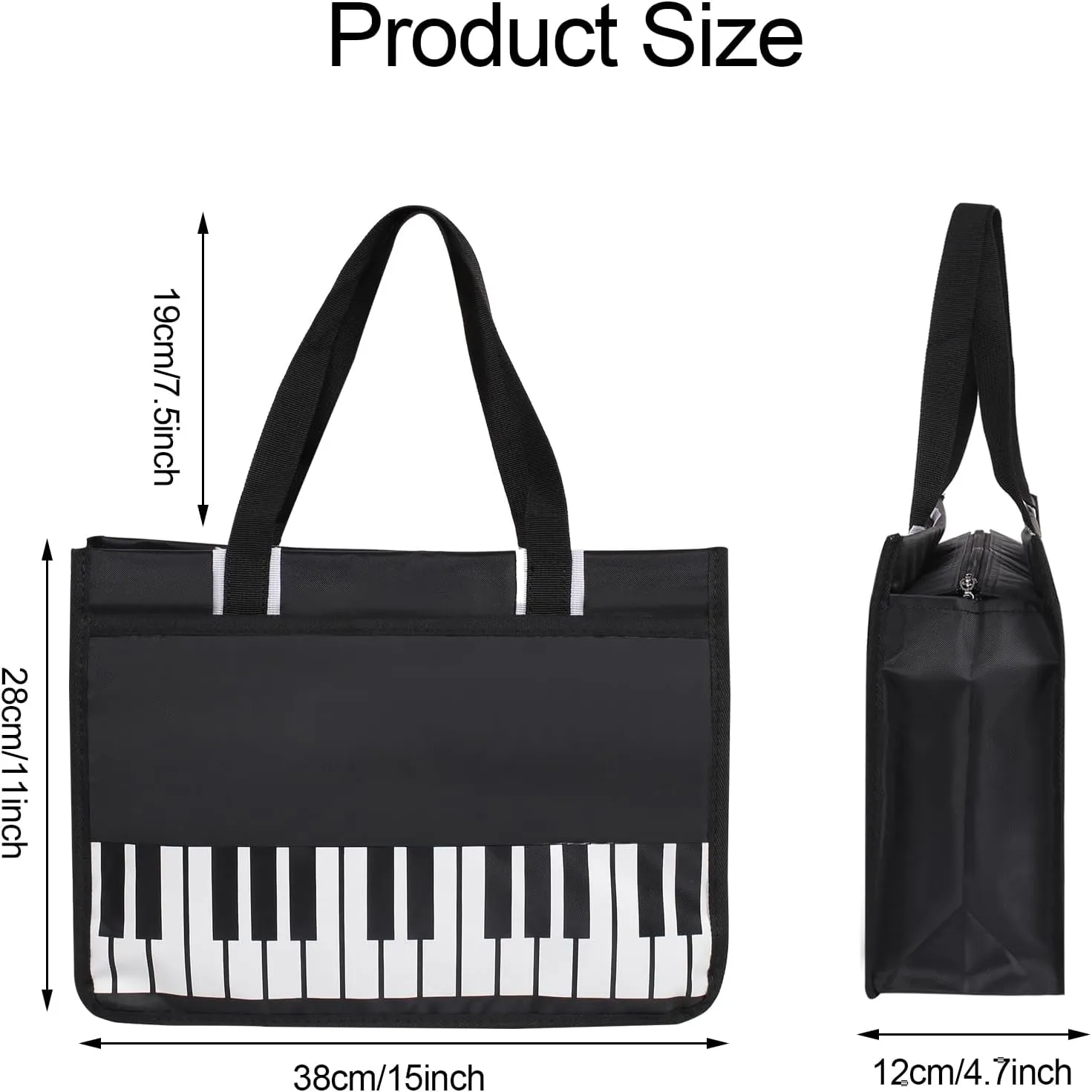 Music Tote Bag Handbag,piano bag,Nylon Cloth Waterproof Women's Shopping Bag,Travel bag with high note zipper,