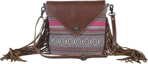 Myra Bag Western Leather Shoulder Bag for Women - Upcycled Canvas Crossbody Bag Vibrant Laces