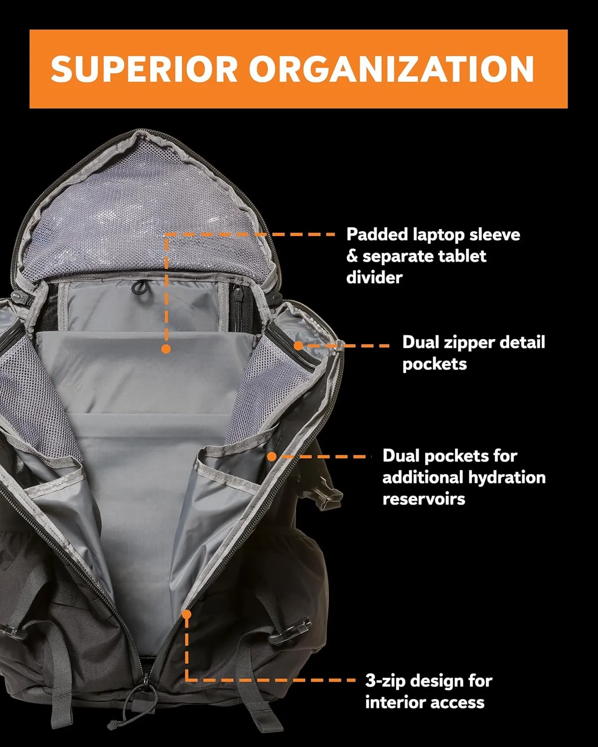 Mystery Ranch 2 Day Backpack - 3-Zip, Weatherproof Design Perfect for Travel, Hiking & Everyday Carry - 27L, Outerspace, S/M