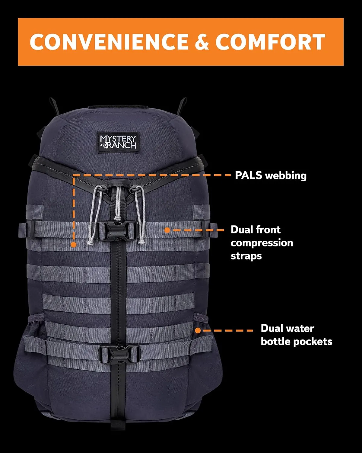 Mystery Ranch 2 Day Backpack - 3-Zip, Weatherproof Design Perfect for Travel, Hiking & Everyday Carry - 27L, Outerspace, S/M
