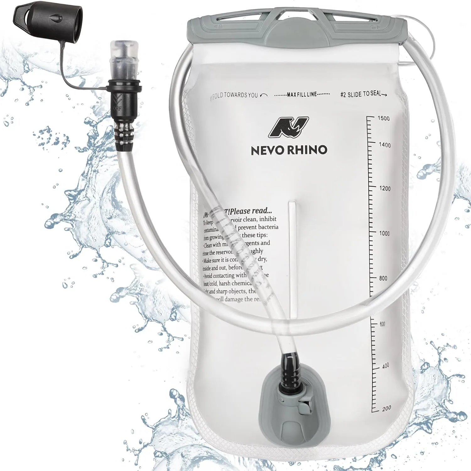 N NEVO RHINO Hydration Bladder1.5L- 2L-3L Leak Proof Water Reservoir, BPA -Free Water Pouch, Water Bladder for Hydration Pack，Hiking Backpack
