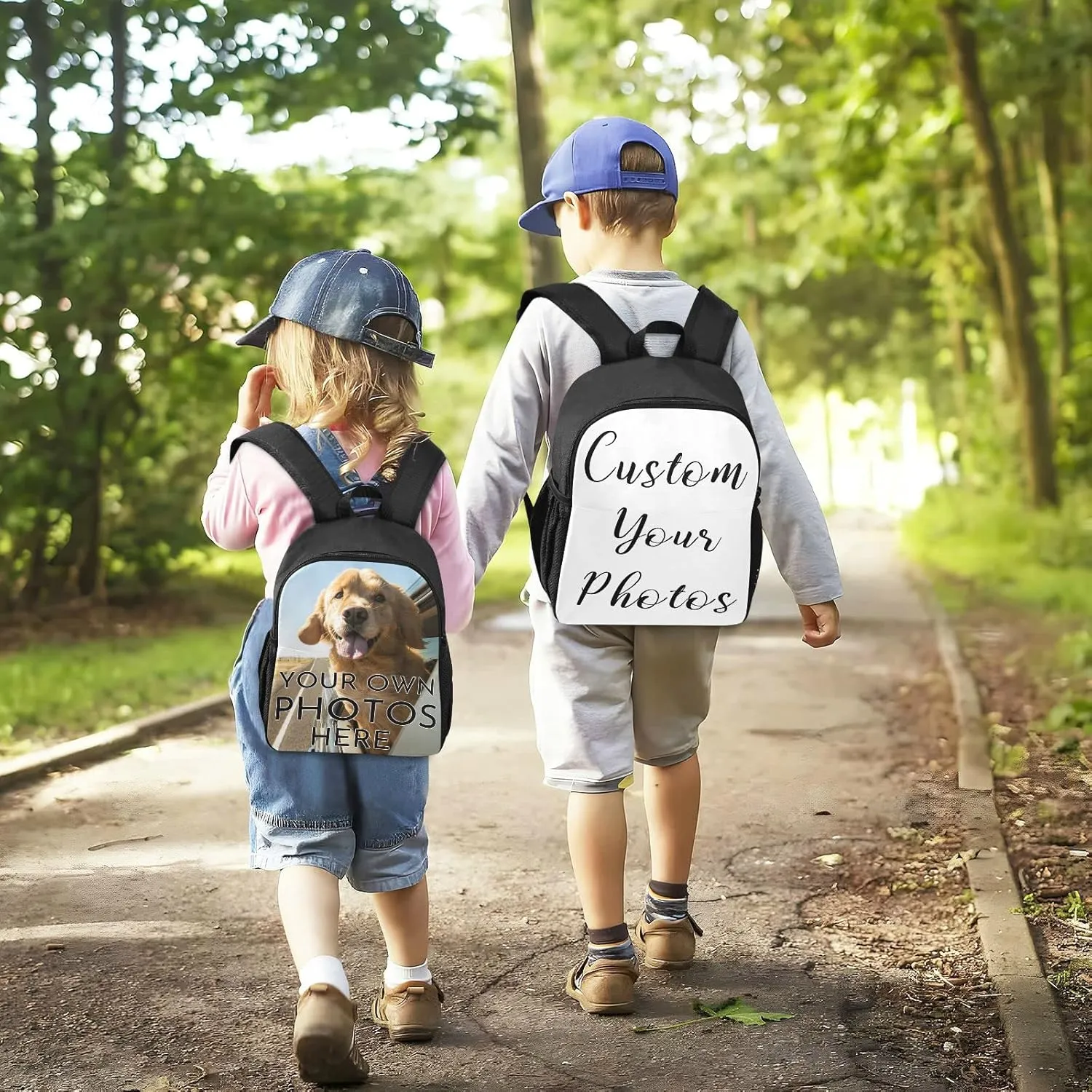 Naanle Custom Kids Backpack with Photos Backpacks Boys Girls Travel Rucksack Personalized Backpack for Preschool Kindergarten