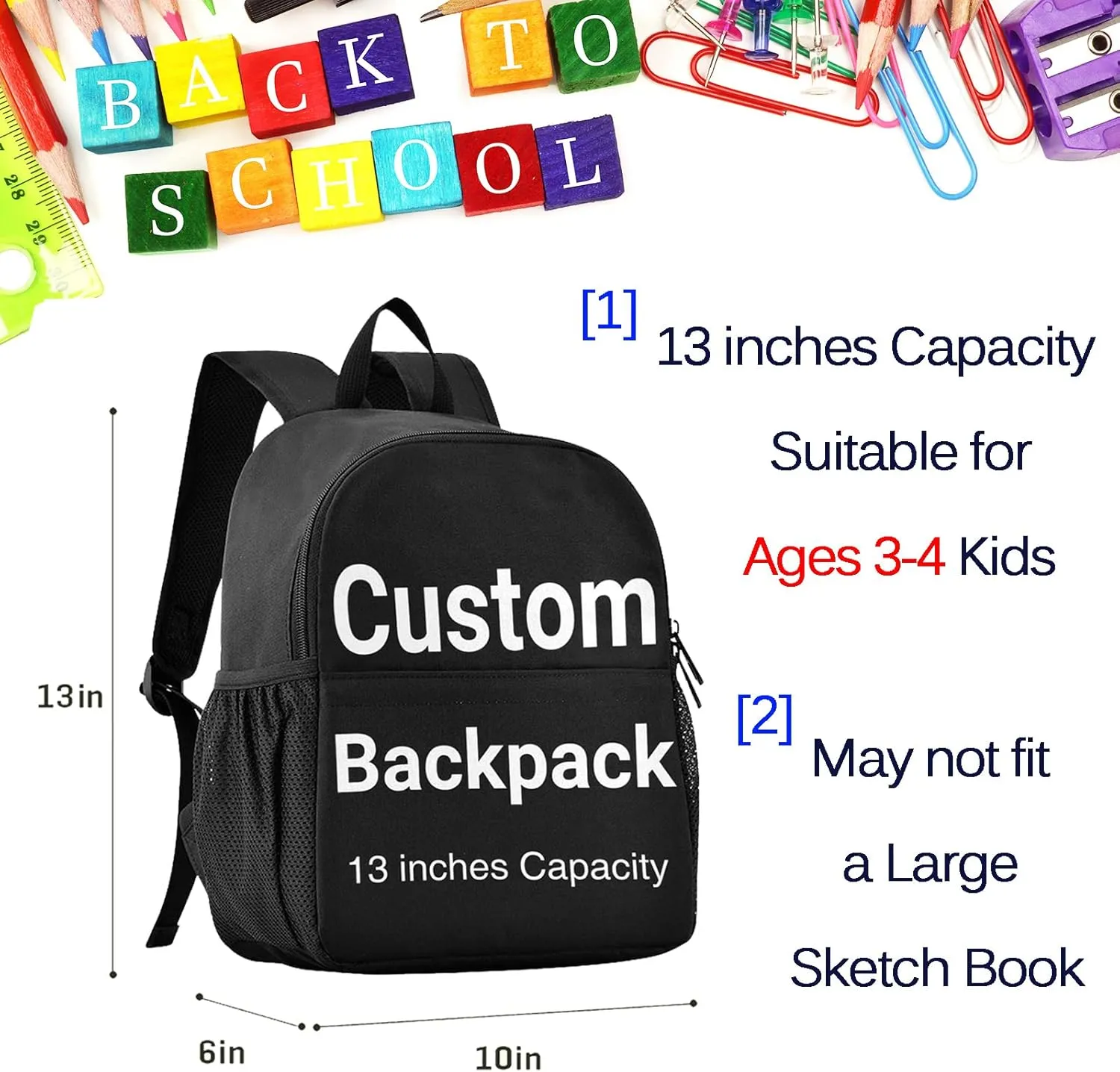 Naanle Custom Kids Backpack with Photos Backpacks Boys Girls Travel Rucksack Personalized Backpack for Preschool Kindergarten