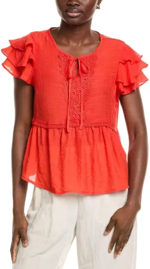 Nanette Nanette Lepore Womens Blouse, XL, Red