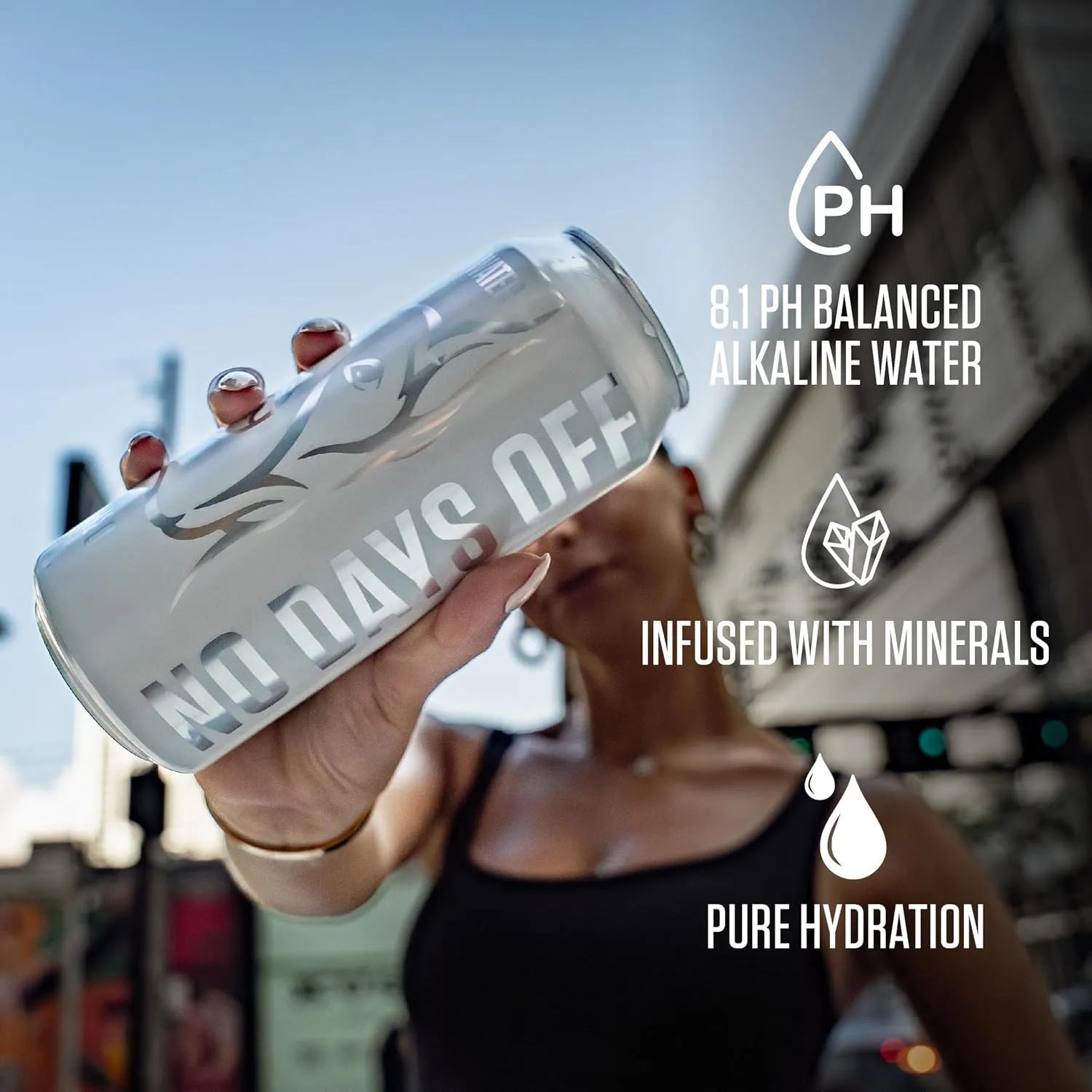 NDO H2O Premium Alkaline Water Case - 12 Pack (16 fl oz, Still) | Reverse Osmosis Purified Canned Water | Tested for Over 400 Impurities | pH 8.1 Balanced | Electrolytes & Minerals