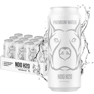 NDO H2O Premium Alkaline Water Case - 12 Pack (16 fl oz, Still) | Reverse Osmosis Purified Canned Water | Tested for Over 400 Impurities | pH 8.1 Balanced | Electrolytes & Minerals