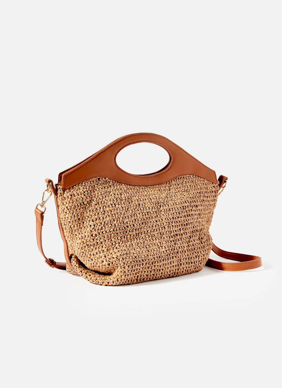 Neutral Woven Cross Body Bag