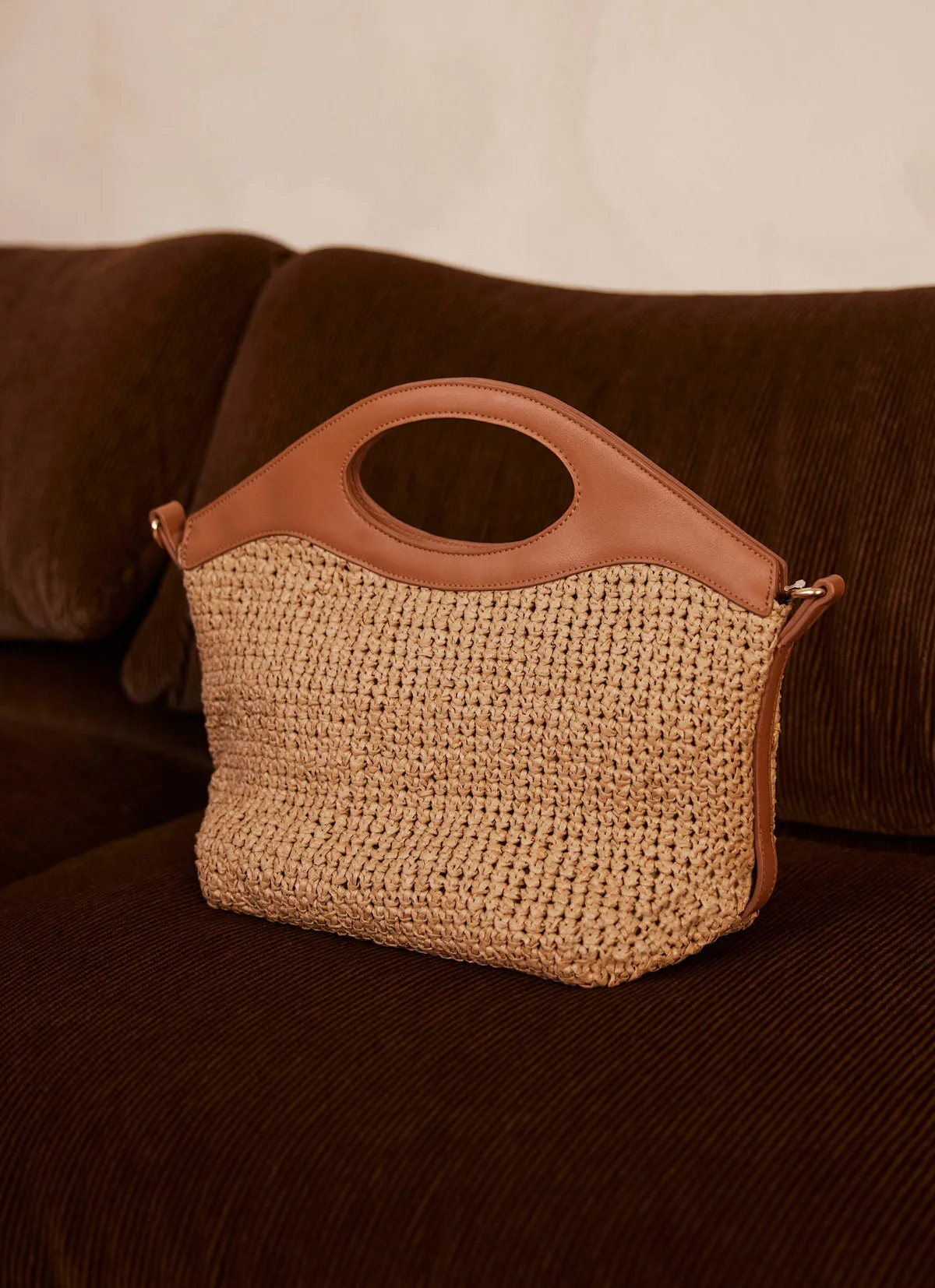 Neutral Woven Cross Body Bag