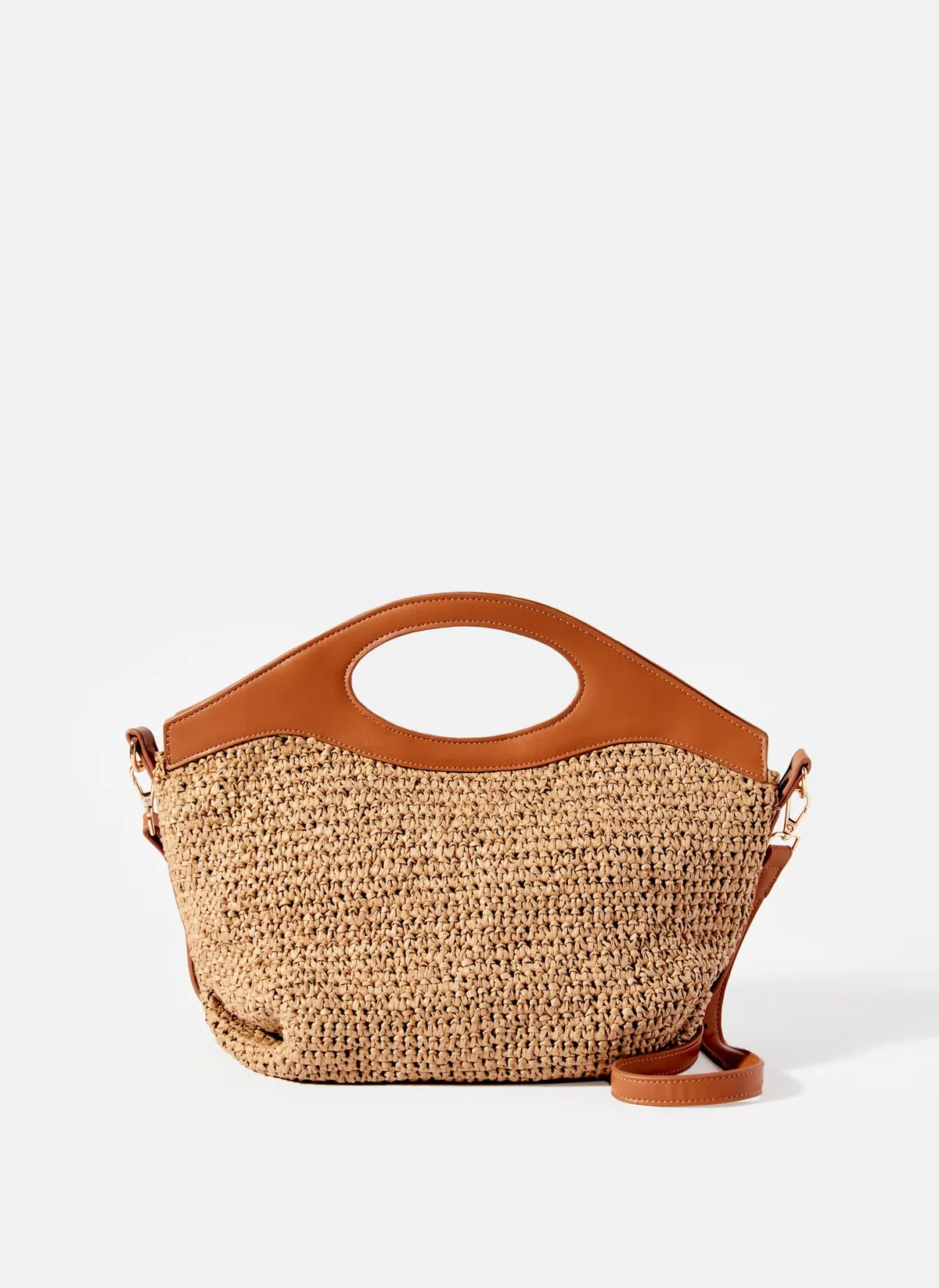 Neutral Woven Cross Body Bag