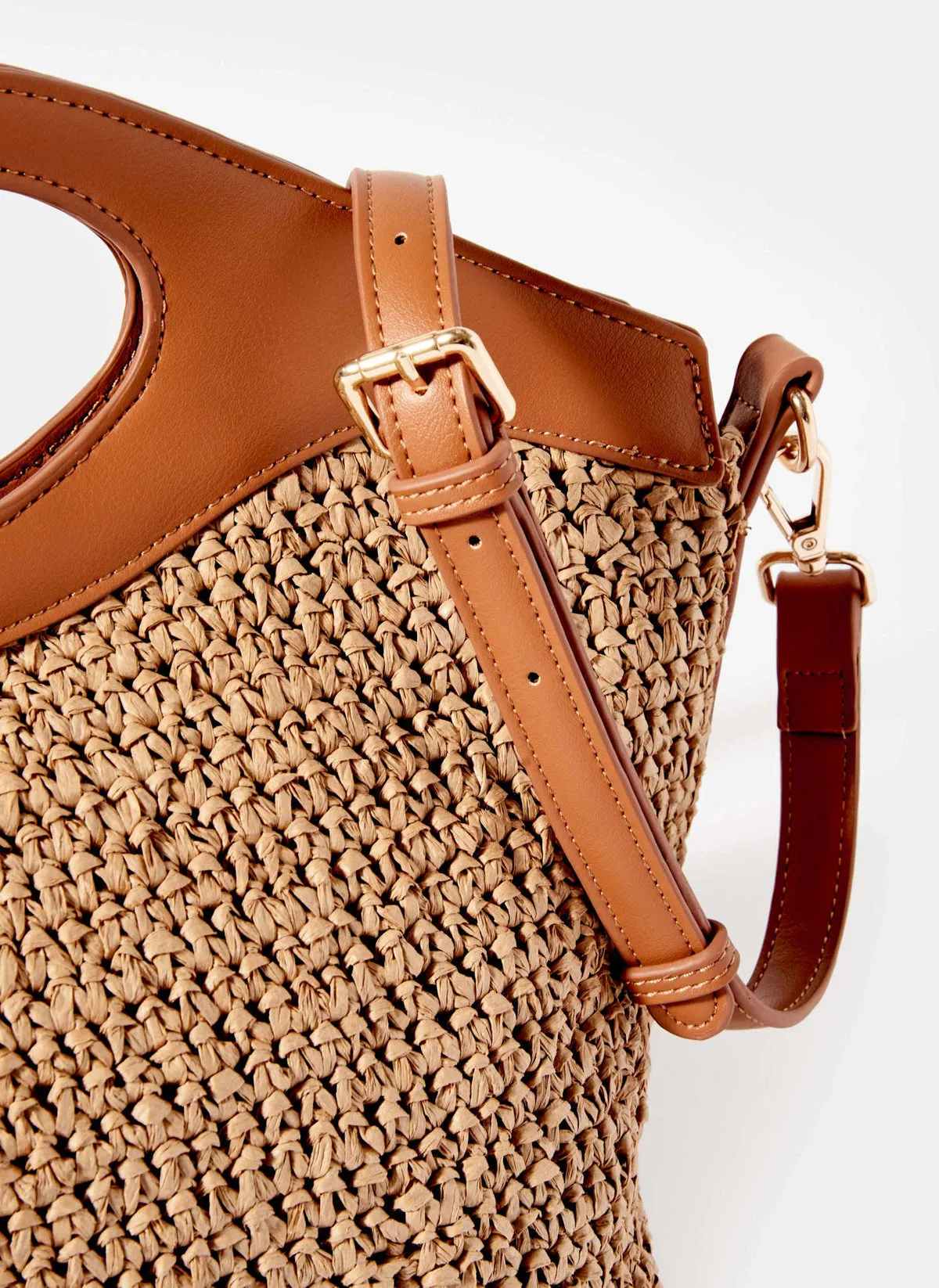 Neutral Woven Cross Body Bag