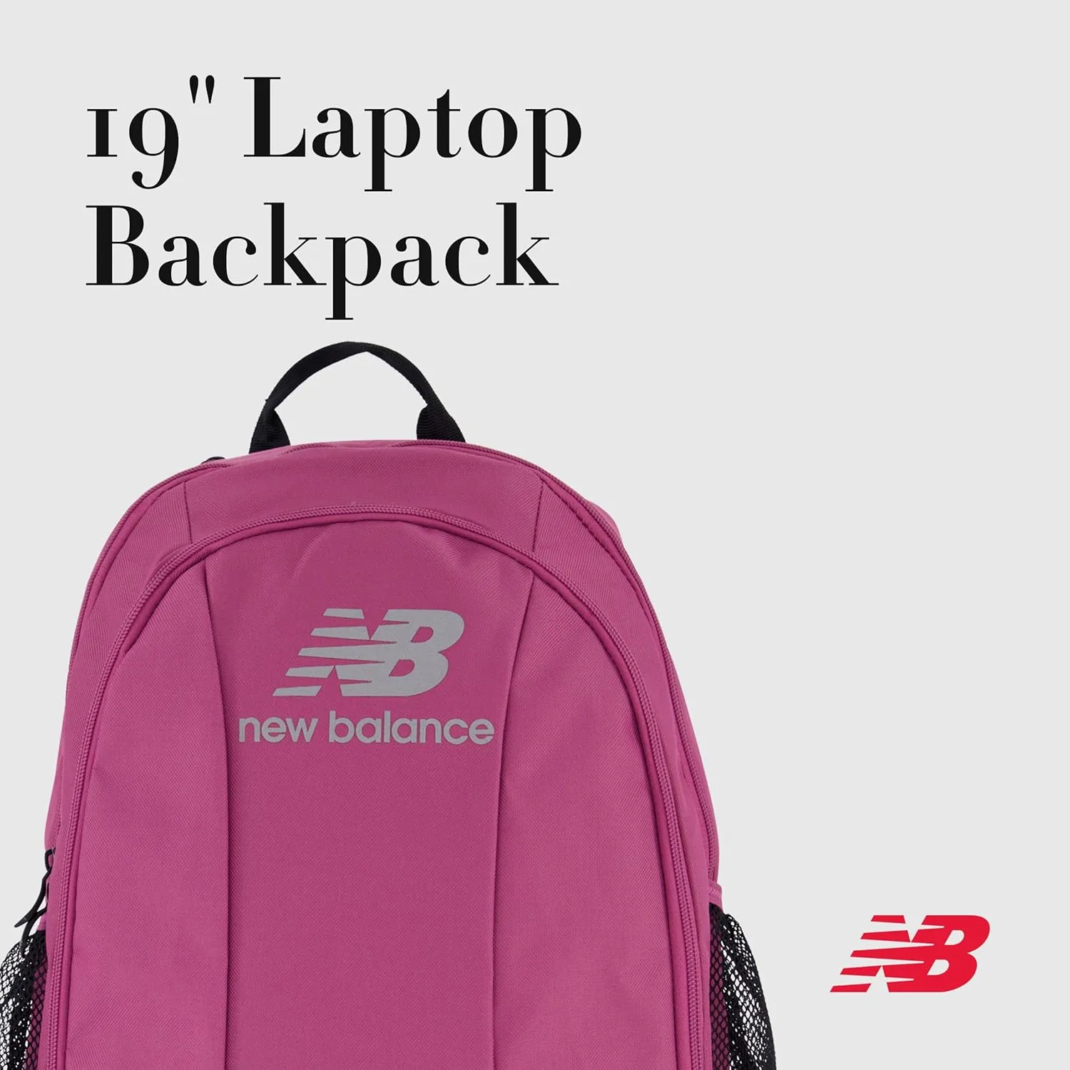 New Balance Laptop Backpack, Commuter Travel Bag for Men and Women, Burgundy, 19 Inch