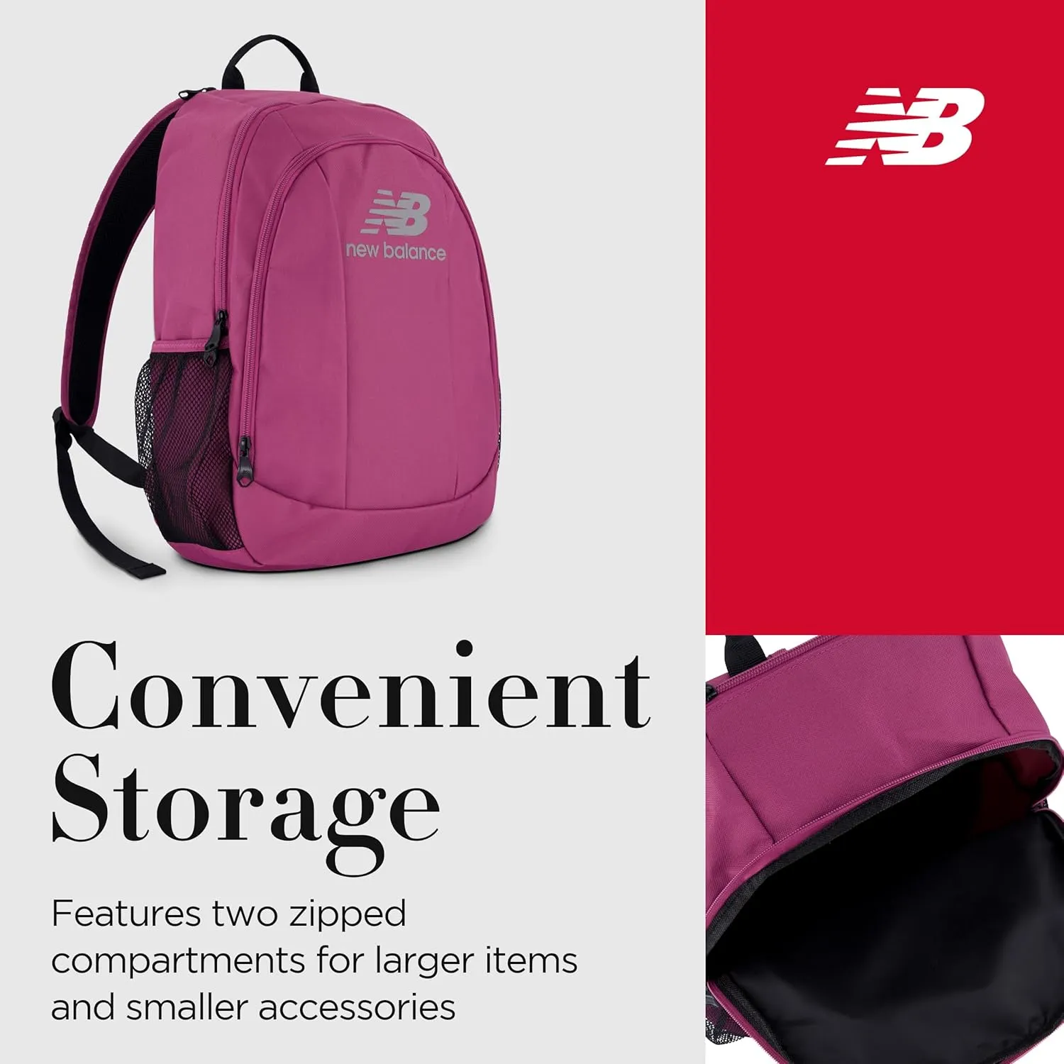 New Balance Laptop Backpack, Commuter Travel Bag for Men and Women, Burgundy, 19 Inch
