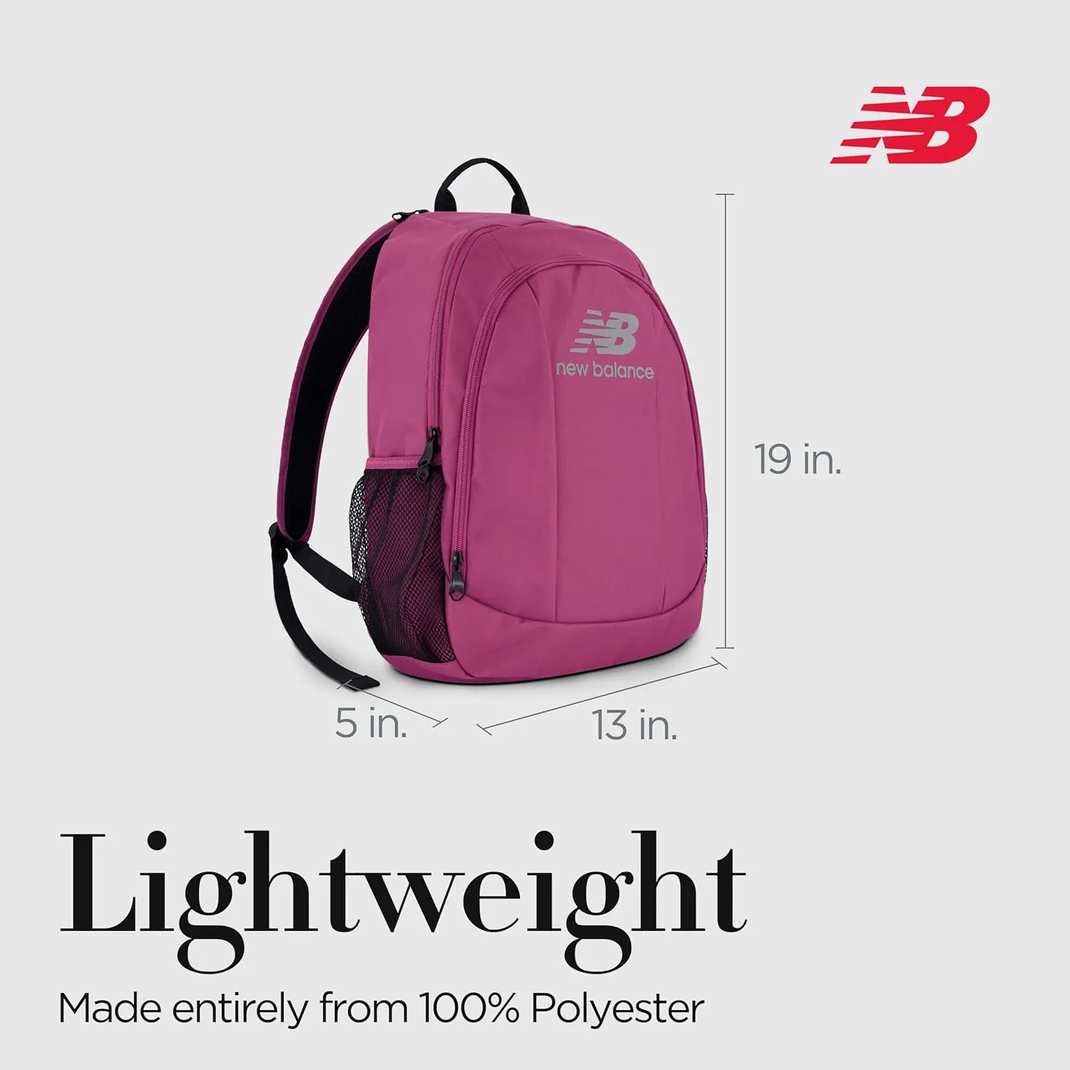 New Balance Laptop Backpack, Commuter Travel Bag for Men and Women, Burgundy, 19 Inch