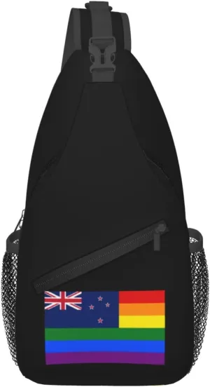 New Zealand Rainbow Flag Crossbody Bags For Women Men Chest Backpack Gym Shoulder Bag Travel Outdoor Sports Casual Crossbody Bags