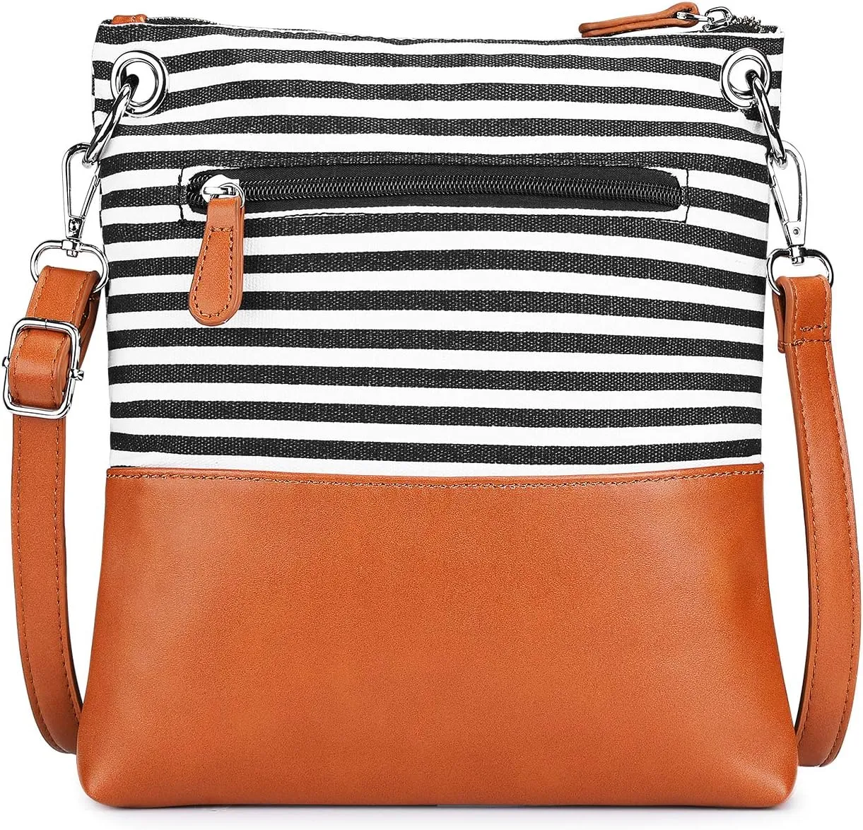Newshows Women Lightweight Medium Canvas PU Leather Crossbody Bag with Tassel