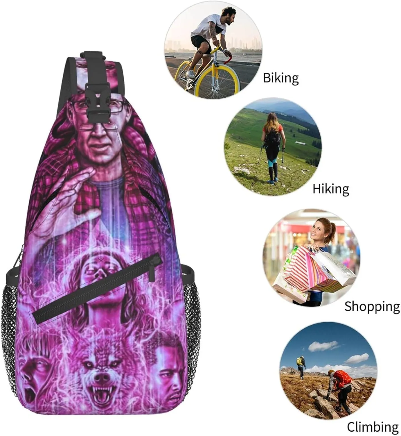 Nic-olas Cage Crossbody Bag Sling Shoulder Backpack, for Outdoor Travel,Sports,Camping,Hiking,Shoulder Bags