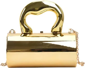 Niction Acrylic Evening Clutch Women Chic Metal Purses Shiny Barrel-Shaped Handbag Crossbody Bag for Wedding Parties 2024