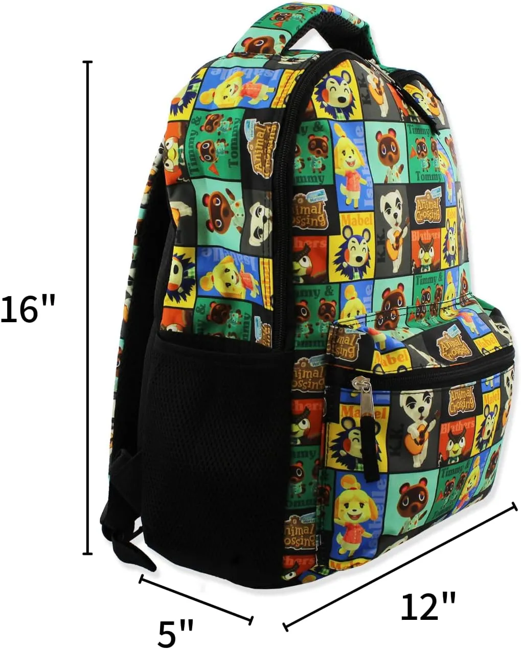 Nintendo Animal Crossing Kids 16 Inch School Backpack (One Size, Black)