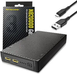 Nitecore NB20000 Gen 3 Portable Charger - 20,000mAh Fast Charging Power Bank - Dual USB-C & USB-A Compatible, Lightweight Battery for Phones, Flashlights, Camping, Travel - LifeMods COB Bundle