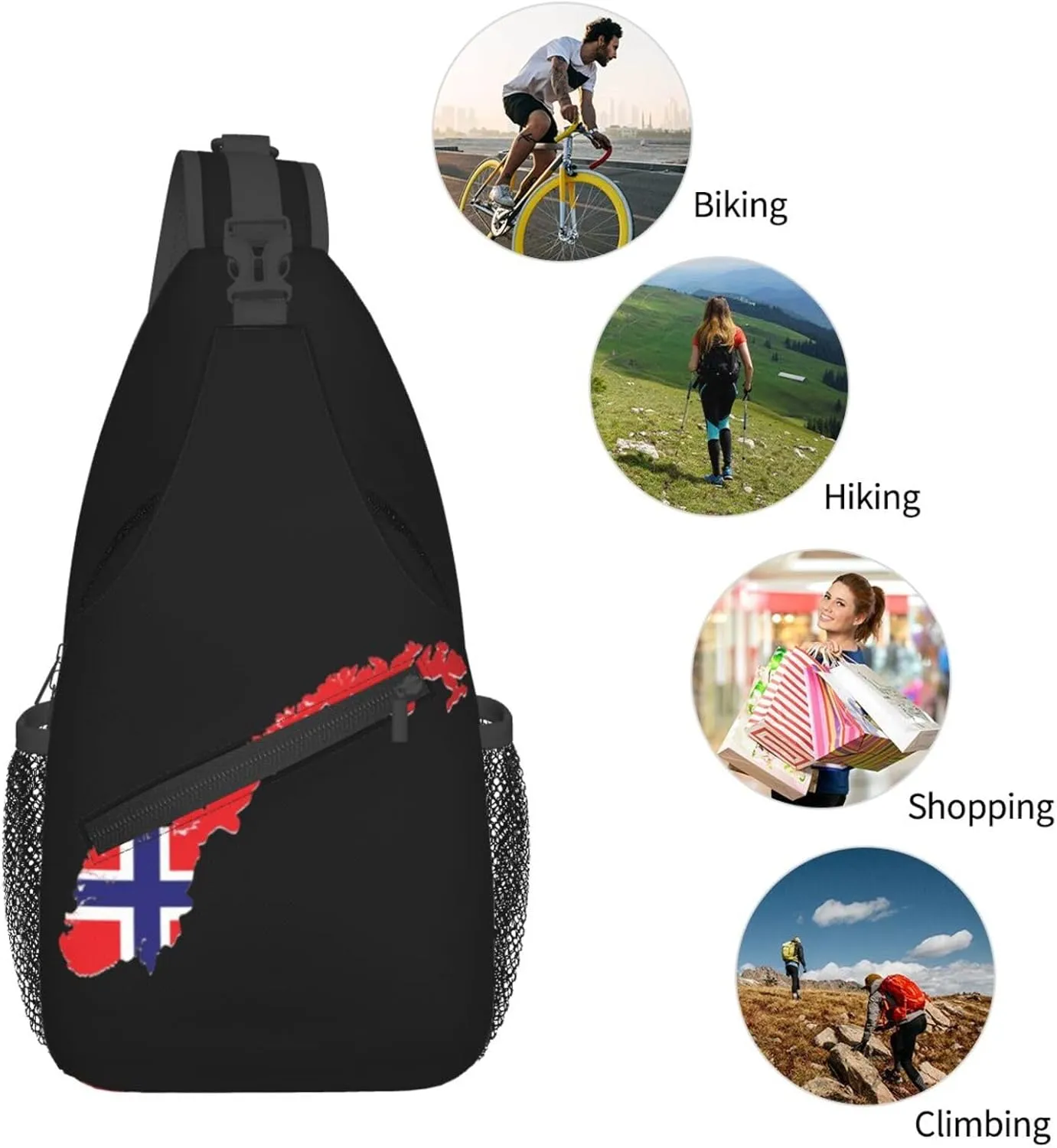 Norway Shoulder Bag Norway Flag Sling Backpack Daypack Casual Bag Norwegian Backpack Bag for Outdoor