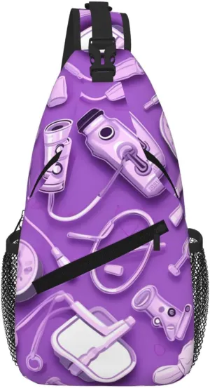 Nurse Pattern Purple Print Cross Chest Bag Diagonally For Short-Distance Travel And Daily Use