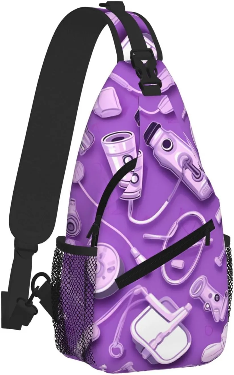Nurse Pattern Purple Print Cross Chest Bag Diagonally For Short-Distance Travel And Daily Use