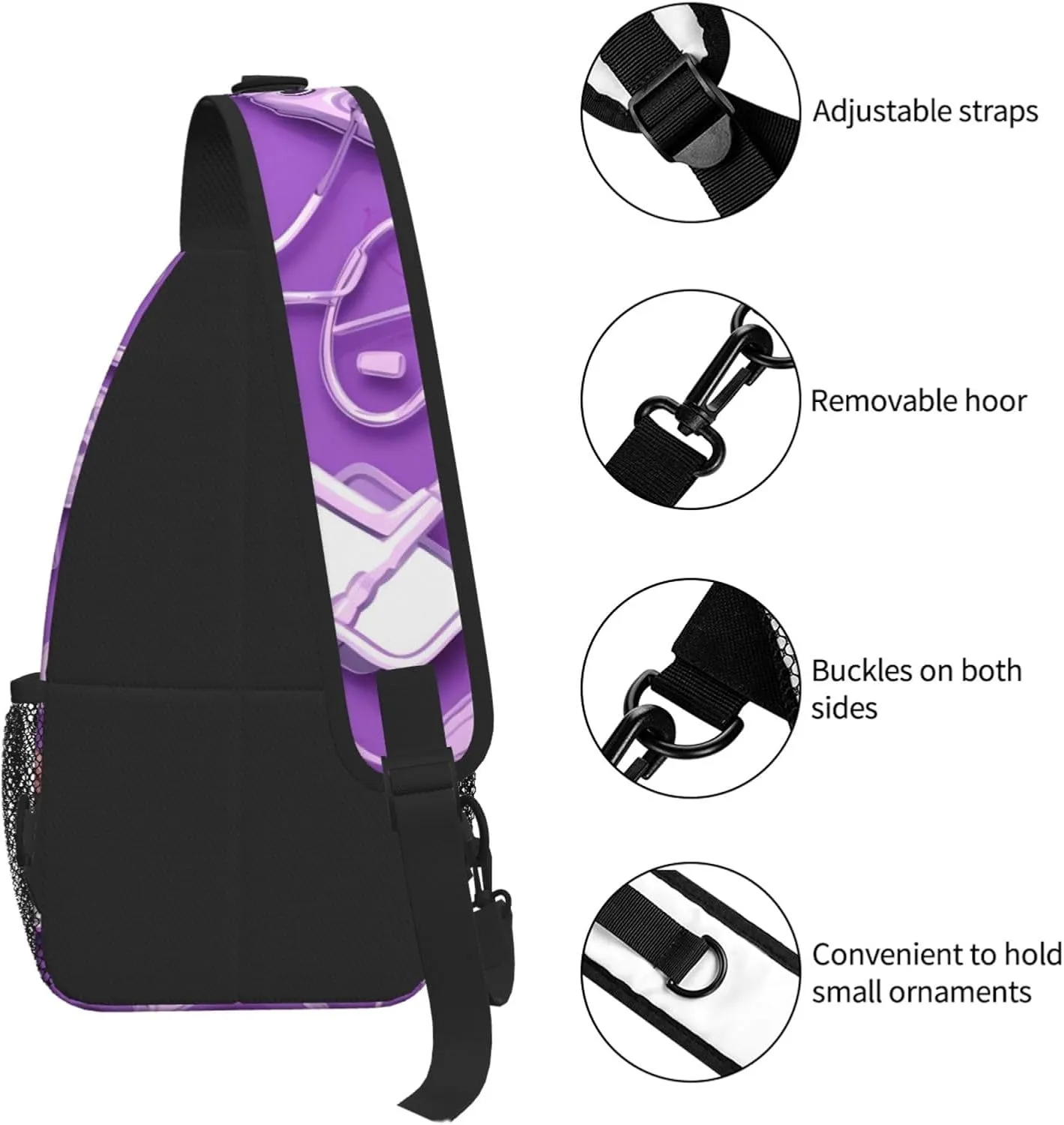 Nurse Pattern Purple Print Cross Chest Bag Diagonally For Short-Distance Travel And Daily Use