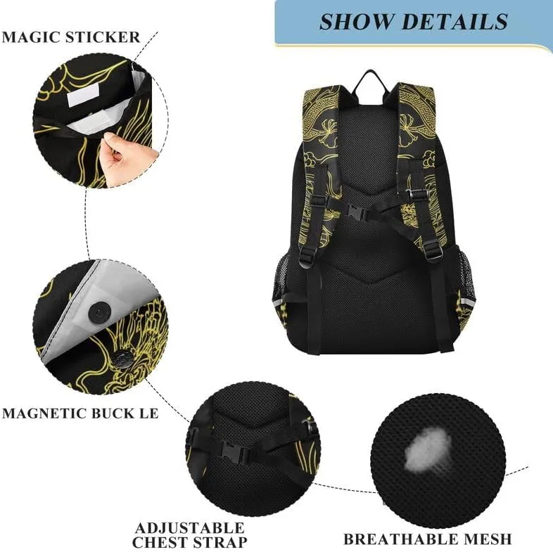 ODAWA Dragons Clouds Boys School Bag Laptop Backpack Purse Travel Bag Girls Boys Backpack