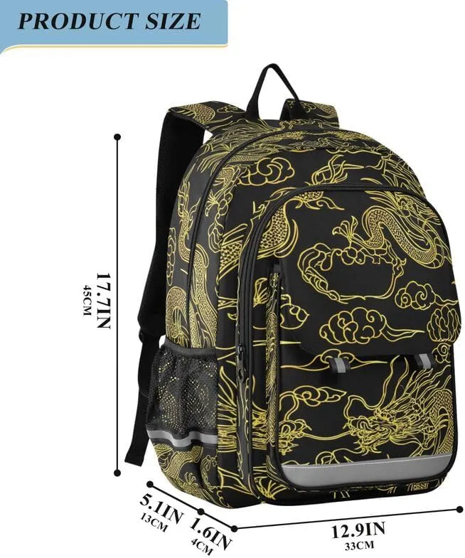 ODAWA Dragons Clouds Boys School Bag Laptop Backpack Purse Travel Bag Girls Boys Backpack