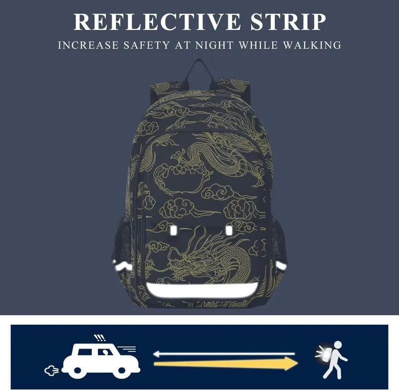 ODAWA Dragons Clouds Boys School Bag Laptop Backpack Purse Travel Bag Girls Boys Backpack
